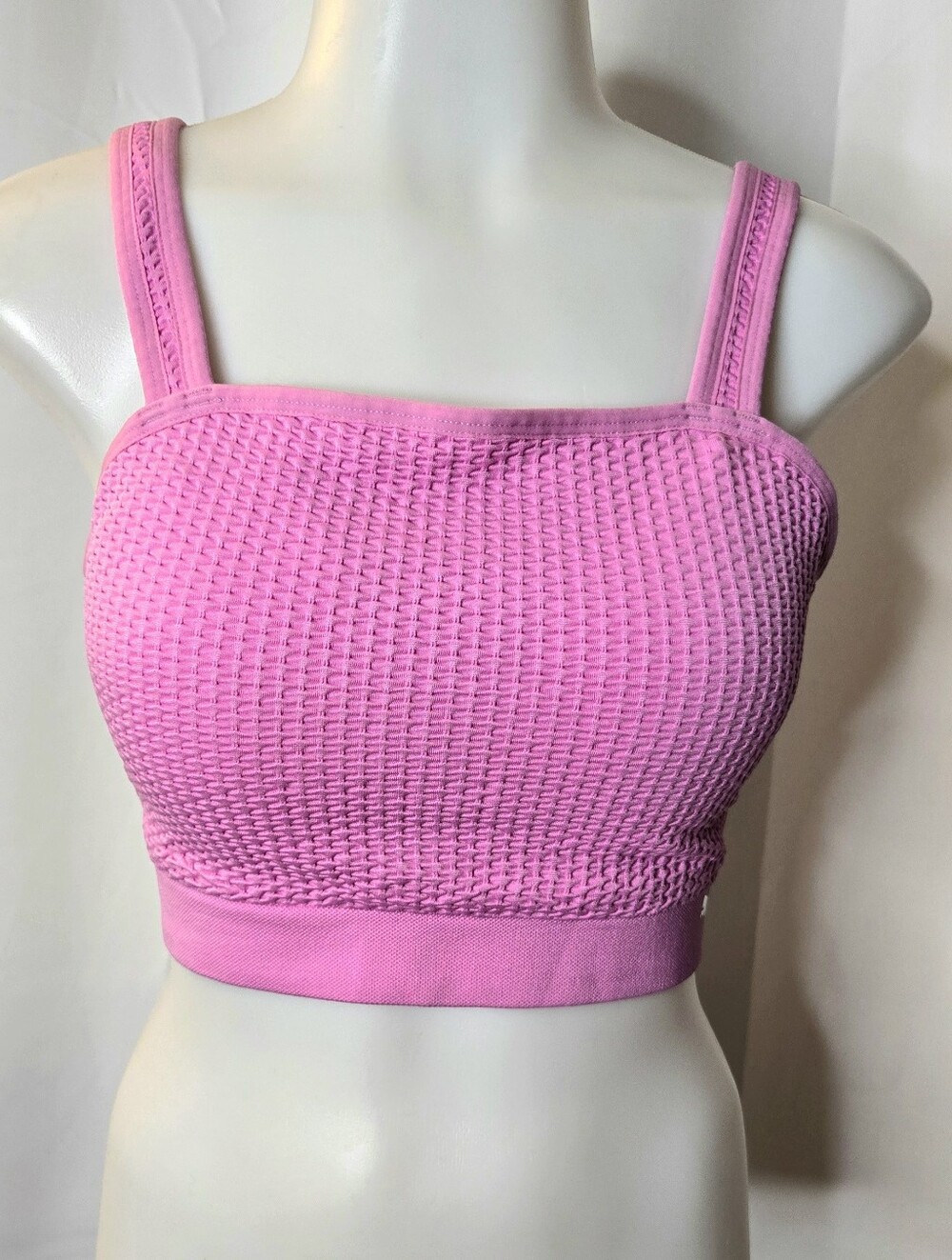 Puma Hot Pink Woven Texture Sports Bra Pull On Padded NWT Barbie